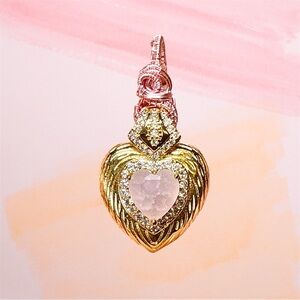 Stunning wire wrapped Gold and Pink Heart Pendant